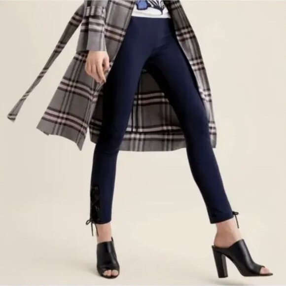 rag & bone Riding Pants Simone Lace Up Ankle Navy Blue Viscose Stretch - Picture 8 of 8